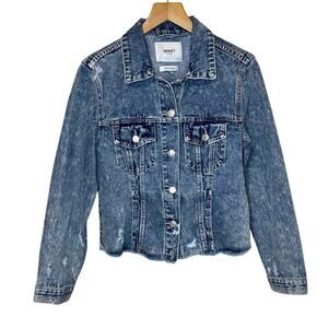 VERVET Women’s Classic Cropped Fit Distressed Cotton Denim Jacket Grunge Punk XS